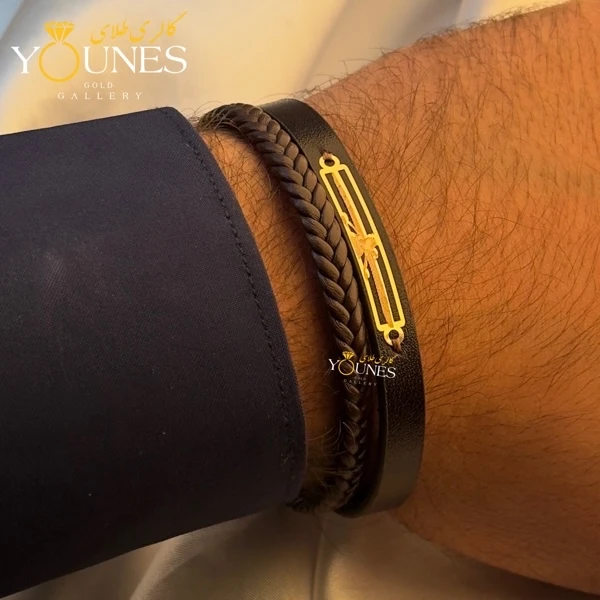 دستبند طلا چرم مردانه L157